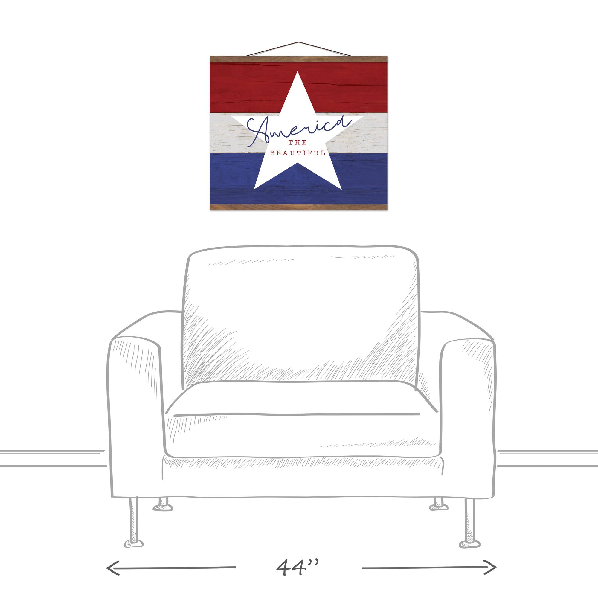 America the Beautiful Teak Hanging Canvas